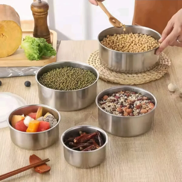 Conjunto De 5 Potes Em Aço Inox Com Tampa Branca Solaris - Imagem 8