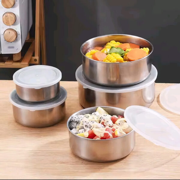 Conjunto De 5 Potes Em Aço Inox Com Tampa Branca Solaris - Imagem 9