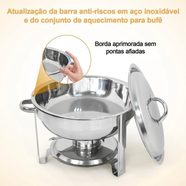 Rechaud Redondo 5 Litros em Aço Inox Solaris - Imagem 6