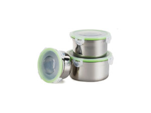 Conjunto 3 Potes Hermético Aço Inox Solaris