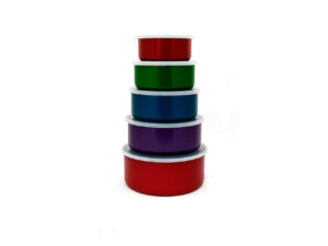 Conjunto De 5 Potes Em Aço Inox Colorido Solaris