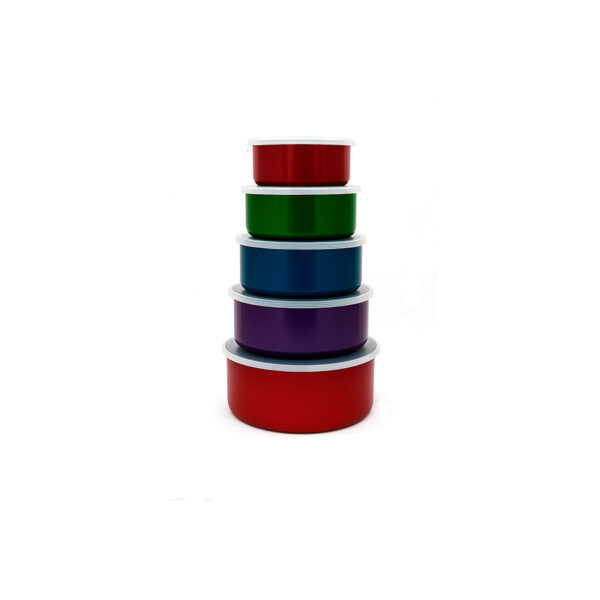 Conjunto De 5 Potes Em Aço Inox Colorido Solaris