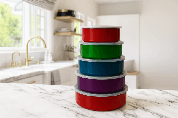 Conjunto De 5 Potes Em Aço Inox Colorido Solaris - Imagem 2