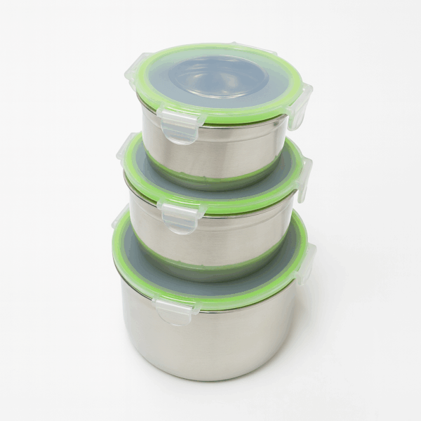 Conjunto 3 Potes Hermético Aço Inox Solaris - Imagem 3
