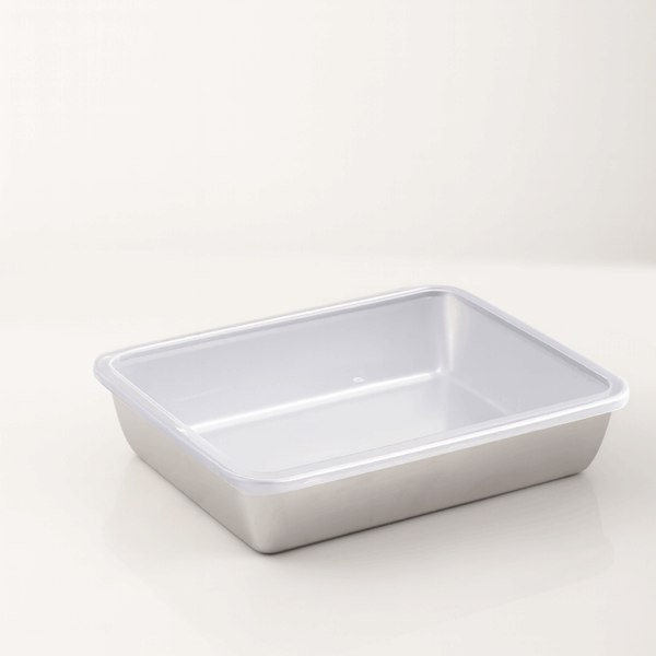 Bandeja / Forma Retangular com Tampa em Aço Inox Solaris - Imagem 2