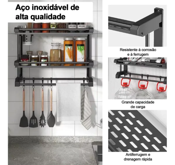 Prateleiras organizadoras em aço Inox Solaris - 60cm - Imagem 3