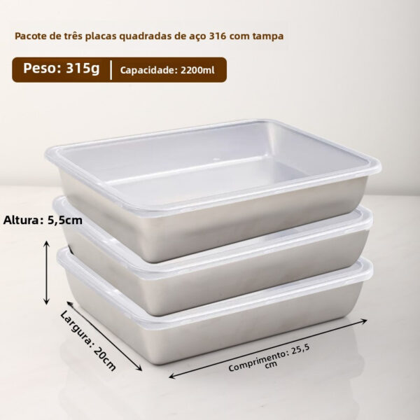 Bandeja / Forma Retangular com Tampa em Aço Inox Solaris - Imagem 3