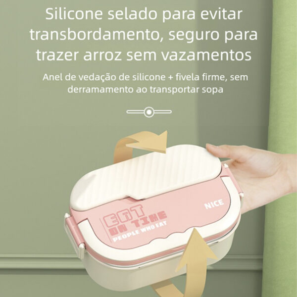Marmita Térmica Box em Aço Inox Com 2 Divisórias - Imagem 6