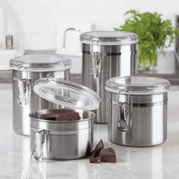 Conjunto 4 Potes Em Aço Inox Solaris Hermético - Imagem 2