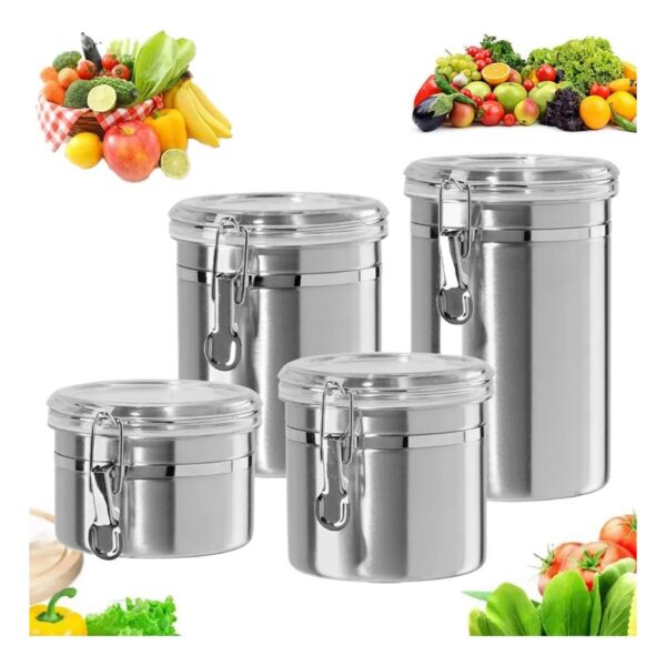 Conjunto 4 Potes Em Aço Inox Solaris Hermético - Imagem 5