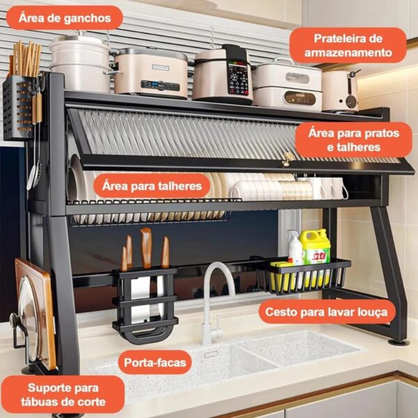 Escorredor De Louças Organizador Solaris - 65cm e 85cm Com Gaveta - Imagem 3