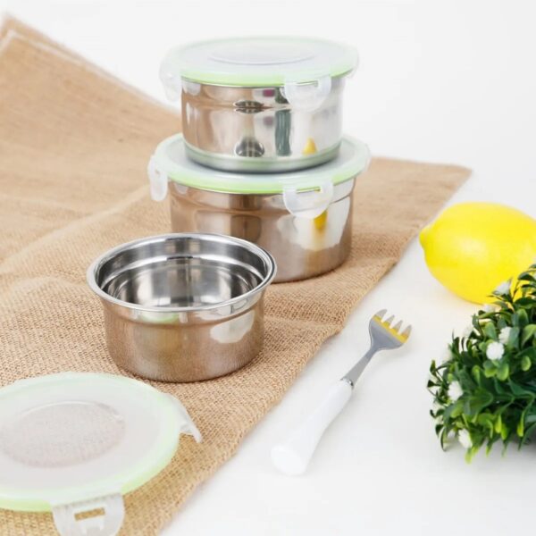 Conjunto 3 Potes Hermético Aço Inox Solaris - Imagem 2