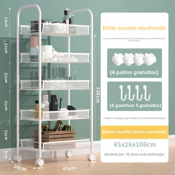Carrinho com Prateleiras Organizador Solaris Com Rodinhas - Imagem 3