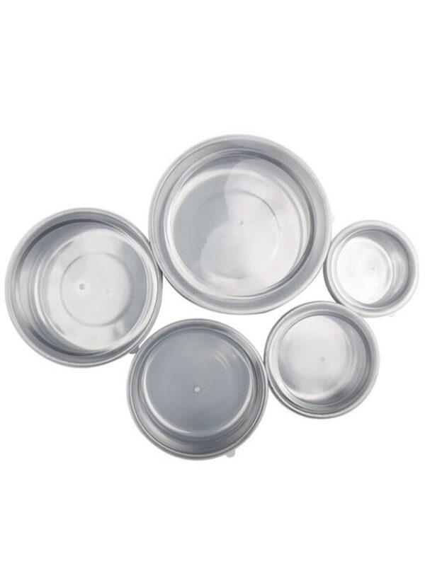 Conjunto De 5 Potes Em Aço Inox Com Tampa Branca Solaris - Imagem 5