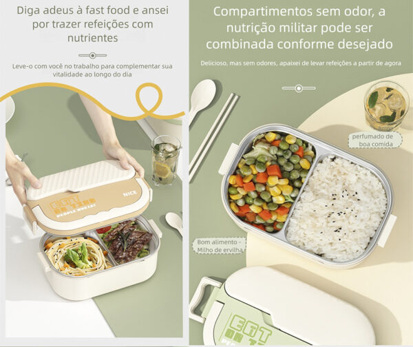 Marmita Térmica Box em Aço Inox Com 2 Divisórias - Imagem 8