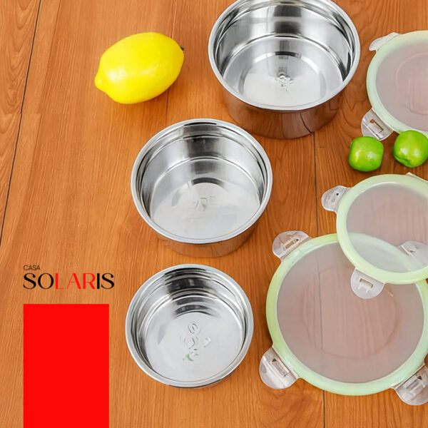 Conjunto 3 Potes Hermético Aço Inox Solaris - Imagem 4