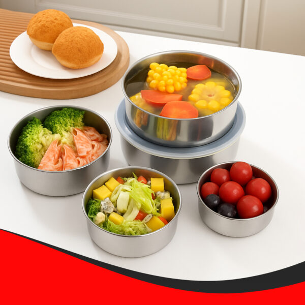 Conjunto De 5 Potes Em Aço Inox Com Tampa Branca Solaris - Imagem 7