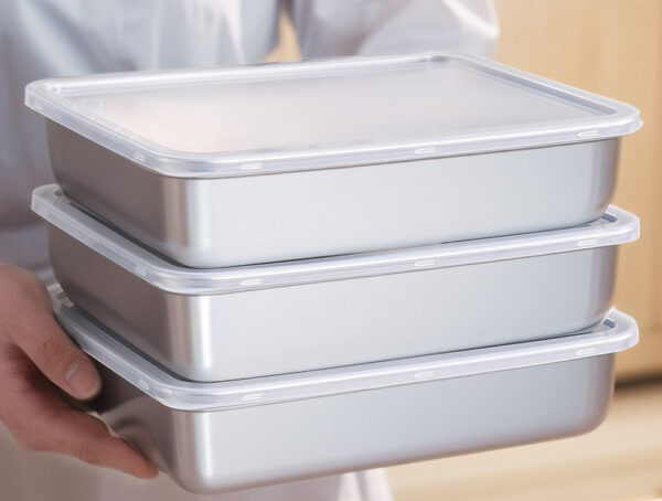 Bandeja / Forma Retangular com Tampa em Aço Inox Solaris - Imagem 4